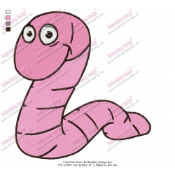 Cute Pink Worm Embroidery Design